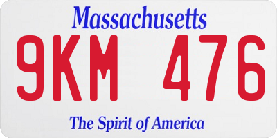MA license plate 9KM476
