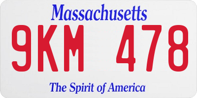 MA license plate 9KM478