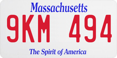 MA license plate 9KM494