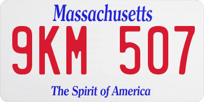 MA license plate 9KM507