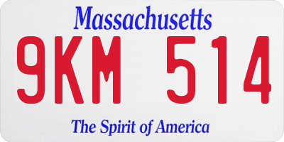 MA license plate 9KM514