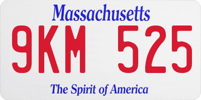 MA license plate 9KM525
