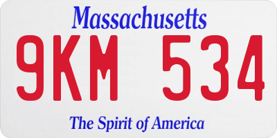 MA license plate 9KM534