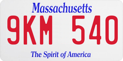 MA license plate 9KM540