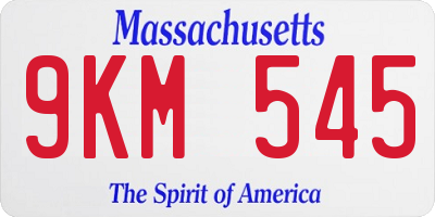 MA license plate 9KM545