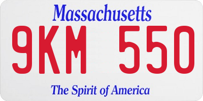 MA license plate 9KM550