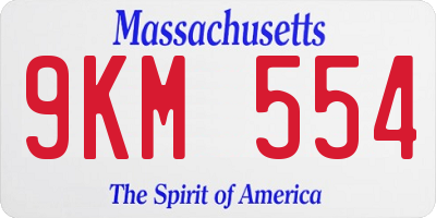 MA license plate 9KM554