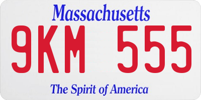 MA license plate 9KM555