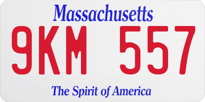 MA license plate 9KM557