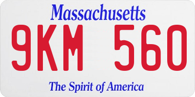 MA license plate 9KM560
