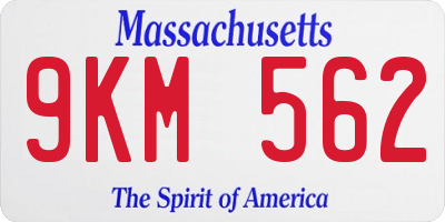 MA license plate 9KM562