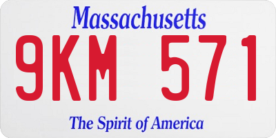 MA license plate 9KM571