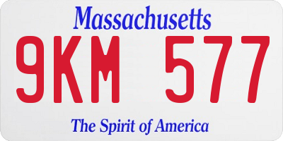 MA license plate 9KM577
