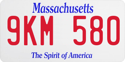 MA license plate 9KM580