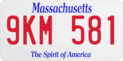 MA license plate 9KM581