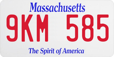 MA license plate 9KM585