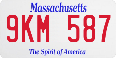 MA license plate 9KM587
