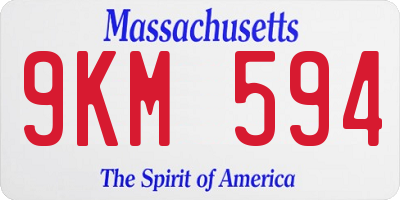 MA license plate 9KM594