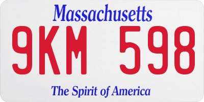 MA license plate 9KM598