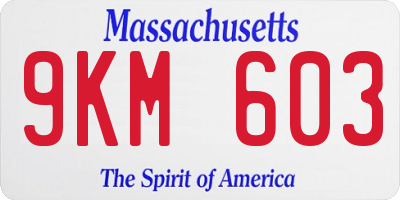 MA license plate 9KM603