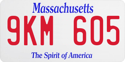 MA license plate 9KM605