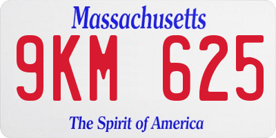 MA license plate 9KM625