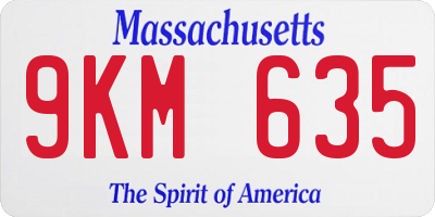 MA license plate 9KM635