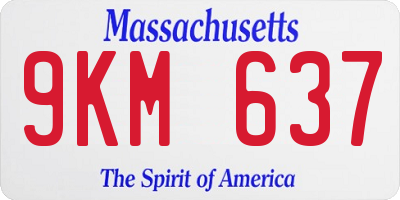 MA license plate 9KM637