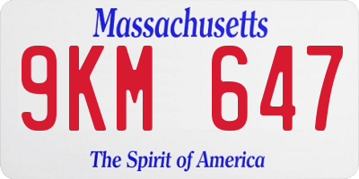MA license plate 9KM647