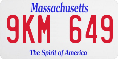MA license plate 9KM649