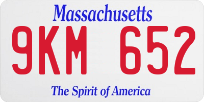 MA license plate 9KM652