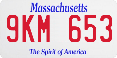 MA license plate 9KM653