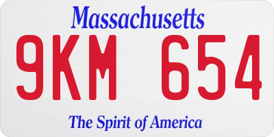 MA license plate 9KM654
