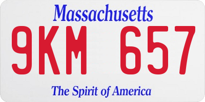 MA license plate 9KM657
