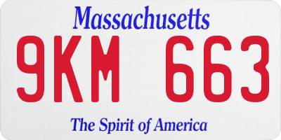 MA license plate 9KM663