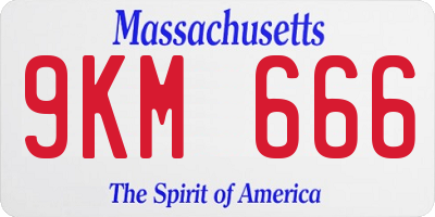 MA license plate 9KM666