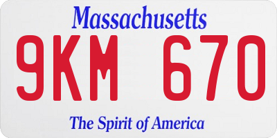 MA license plate 9KM670