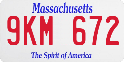 MA license plate 9KM672