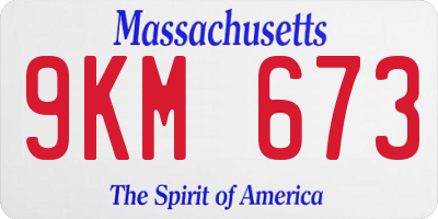 MA license plate 9KM673