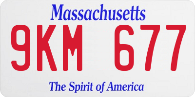 MA license plate 9KM677