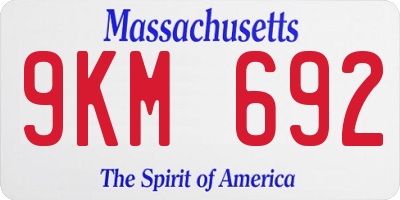 MA license plate 9KM692