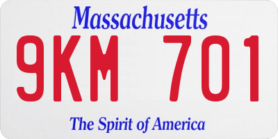 MA license plate 9KM701
