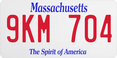 MA license plate 9KM704