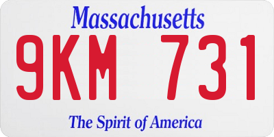 MA license plate 9KM731