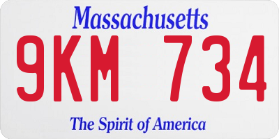 MA license plate 9KM734