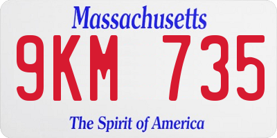 MA license plate 9KM735