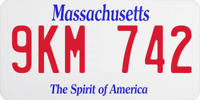 MA license plate 9KM742