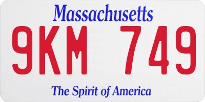 MA license plate 9KM749