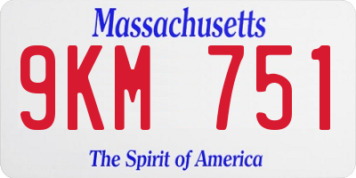 MA license plate 9KM751
