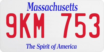 MA license plate 9KM753